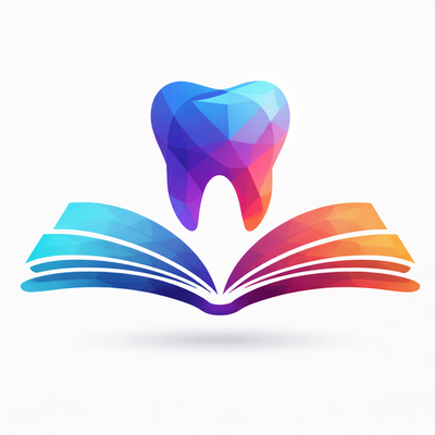 Colorful tooth and open book logo on a white background